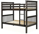 Concord Twin/Twin Mission Style Bunk Bed, 8 Slats, 100% Solid Wood, Java, O ....
