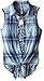Beautees Girls' 2 Piece Front Tie Plaid Shirt with Screen Tank Top