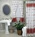 Windsor Rose and Burgundy Fabric Shower Curatin & Matching Bathroom Window Curtain