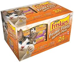 Friskies Prime Filets Meaty Selections 24-Count Variety Pack, Poultry & Beef, 8.25-Pound Box