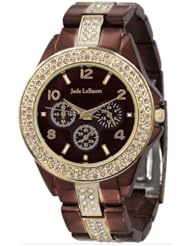 Womens Chocolate Brown Analog Watch Rhinestone Accent Bracelet Jade LeBaum - JB202747G