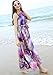 MedeShe Women's Chiffon Floral Holiday Beach Bridesmaid Maxi Dress Sundress (Medium, Purple Floral)