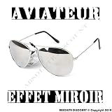 LUNETTES DE SOLEIL STYLE AVIATEUR FBI PILOTE - RETRO VINTAGE 80's - VERRES EFFET MIROIR - MONTURE ARGENT