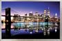 New York Poster und Holz-Rahmen - Brooklyn Bridge In Der Morgenr�te (91 x 61cm)