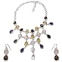 Necklace and Earring Set Sterling Silver Multi Gem Jewelry (gnklcs373)