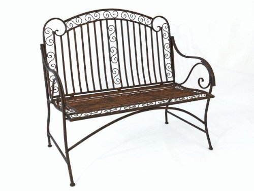 Mediterrane Sitzbank *Pablo* Gartenbank Metall Bank Garten Rostoptik – B117cm