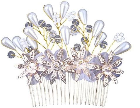 Bridal Hair Pearl Hair Comb Flower Wedding Hair Accessories Side Combs for Bride