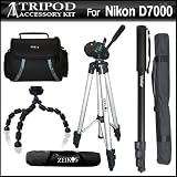 Tripod Kit Compatible With The Nikon D7000 Includes 50 Inch Pro Tripod + 67 Inch Monopod + Flexible Gripster + Deluxe Carrying Case