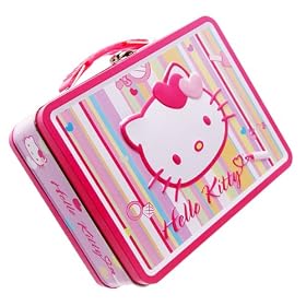 Hello Kitty Tin Lunch Box Bag Stripes, Hello Kitty Backpack also available! by American Clocks