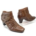 JANE KLAIN Damen Stiefelette, Raffungen, Crinkle Optik, braun