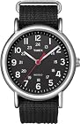 Timex Men's T2N647 Weekender Black Slip Thru Nylon Strap Watch