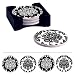 Absorbent Coaster Set w/Caddy, Black & White Felicia