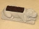 DOG Boot Brush PUPPY 17" DARK WALNUT Brown Cast Cement Statue Outdoor GARDEN Decor