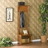 Southern Enterprises Mission Oak Hall Tree Entry Bench