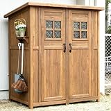 木製収納庫 Potager ポタジェモザイク 木製物置小屋 (高さ177cm×幅156cm×奥行き106cm) ライトブラウン