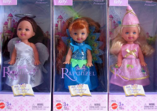 KELLY - Barbie as Rapunzel - Set of 3 Dolls Fantasy Tales w Peacock Princess, Angel Princess & Petal Princess (2003)