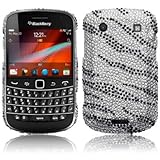 BLACKBERRY BOLD 9930 ZEBRA DIAMANTE CASE, WITH QUBITS-BRANDED MICROFIBER CL ....