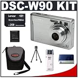 Sony CyberShot DSC-W90 (Silver) 8.1 Megapixel Digital Camera with 3x Optical Zoom + Lexar Media 2GB 40x Platinum II Series Memory Stick (MS) PRO Duo Card + High Speed USB 2.0 Memory Stick (MS) Card Reader + Digital Camera Case