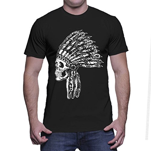 HAASE UNLIMITED Mens Indian, Native American Skull T-shirt