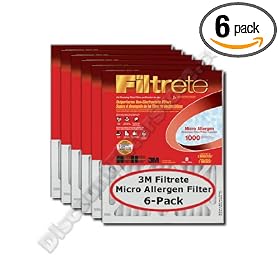 3M Filtrete 1000 MPR, 6-Pack, Micro Allergen Reduction Filter, 20x-20x-1, by 3M