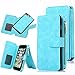 iPhone 7 Plus Case, CaseUp 12 Card Slot Series - [Zipper Cash Storage] Premium Flip PU Leather Wallet Case Cover With Detachable Magnetic Hard Case For Apple iPhone 7 Plus (5.5 Inch) - Turquoise Blue