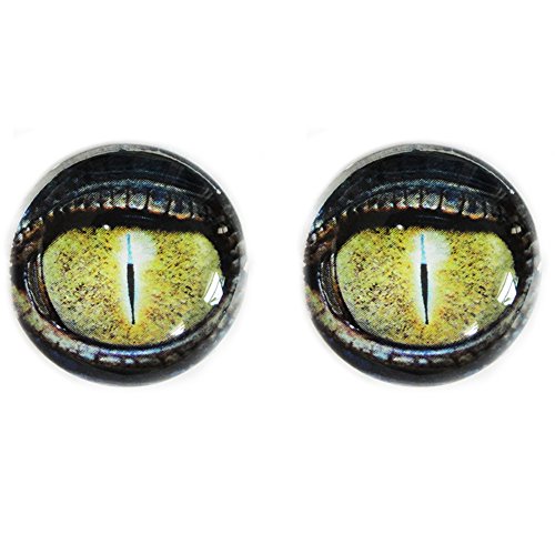 25 Mm Glass Eyes ,1 inch, Night Crocodile ,1pair for Prop Building , crafting , paper mache, clay , jewelry