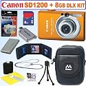 Canon PowerShot SD1200IS 10 MP Digital Camera (Orange) + 8GB Deluxe Accessory Kit