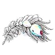 Pugster Peacock Feather Color Light Rhinestone Crystal Drops Brooches Pins