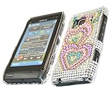 iTALKonline FunkGem SILVER LOVE HEARTS Diamonte Crystals Super Hydro Gel Pr ....