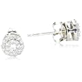 10k White Gold Round Diamond Cluster Earrings (1/4 cttw, IJ Color, I2-I3 Clarity)