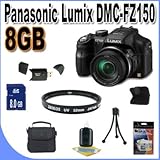 Panasonic DMC-FZ150K 12.1 MP Digital Camera with CMOS Sensor and 24x Optical Zoom (Black) BigVALUEInc 8GB Accessory Saver...