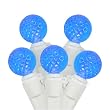 Set of 50 LED Sky Blue G12 Berry Fashion Glow Christmas Lights - White Wire