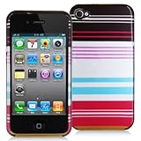 APPLE IPHONE 4 DECORO BRAND PREMIUM PROTECTOR CASE - RED AND WHITE STRIPES