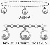 10 Inch 10 Karat White Gold Celtic 3 Charm Anklet