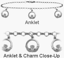 10 Inch 10 Karat White Gold Celtic 3 Charm Anklet