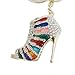 EVER FAITH Austrian Crystal Multicolor Enamel Sexy High Heel Shoe Keychain Clear Gold-Tone
