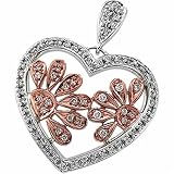 Two Tone Rose Diamond Heart Pendant
