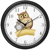 Mother & Baby Owls Bird JP Wall Clock by WatchBuddy Timepieces (Slate Blue Frame)