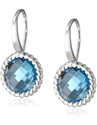 Sterling Silver Swiss Blue Topaz Round Earrings