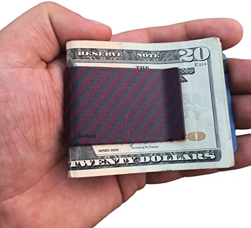 Genuine Carbon Fiber Money Clip Business Card Credit Card Cash Wallet Polished Glossy Red/black
