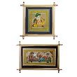 Set of 2 Framed Ganesh Paintings with Blue Border