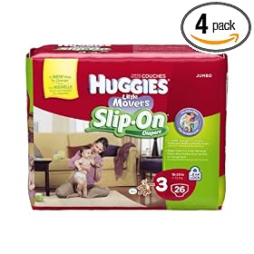 Huggies Little Movers Slip-On Diapers, Step 3, 26 Count (Pack of 4)Huggies Little Movers Slip-On Diapers