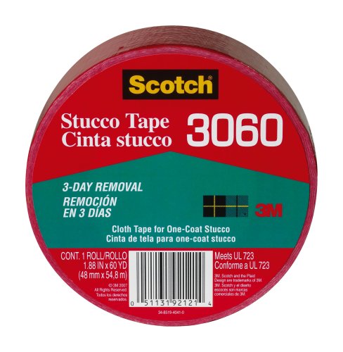 3M 3060 Scotch Contractors Stucco Tape, 1.88-Inch x 60-Yard, 1-Pack