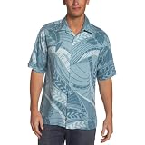 Cubavera Men's Rayon Print Shirt, Seaspray, Large