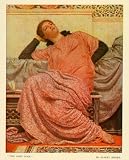 1907 Print Open Book Langorous Woman Portrait English Painter Albert Moore Art - Original Color Print