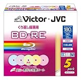 ビクター 映像用ブルーレイディスク くり返し録画用 25GB 2倍速 保護コート(ハードコート) カラープリンタブル 5枚 BV-E130KP5 RAY-NA