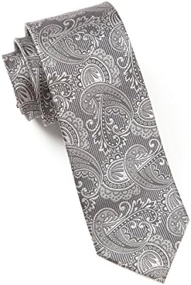 100% Silk Woven Charcoal Paisley Tie