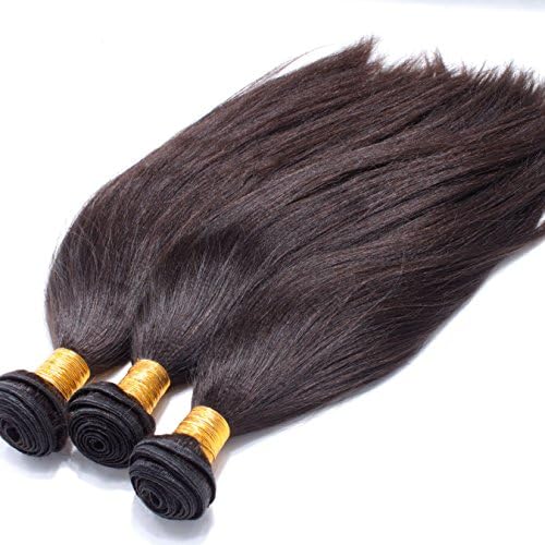 Heiheimai Brazilian Yaki Straight Human Hair Pack of 3 (18"18"18", 2# Dark Brown)