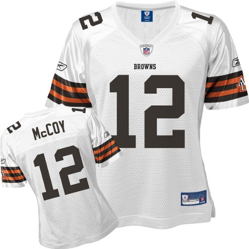 Reebok Cleveland Browns Colt McCoy Women's Replica White Jersey Medium