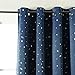 Flamingo P (Single Panel Room Darkening Printed Navy with Sliver Stars Curtain, Unlined Grommet Drape, Polyester Soft Microfiber 63 by 52 inch